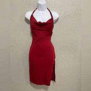Red backless bodycon dress